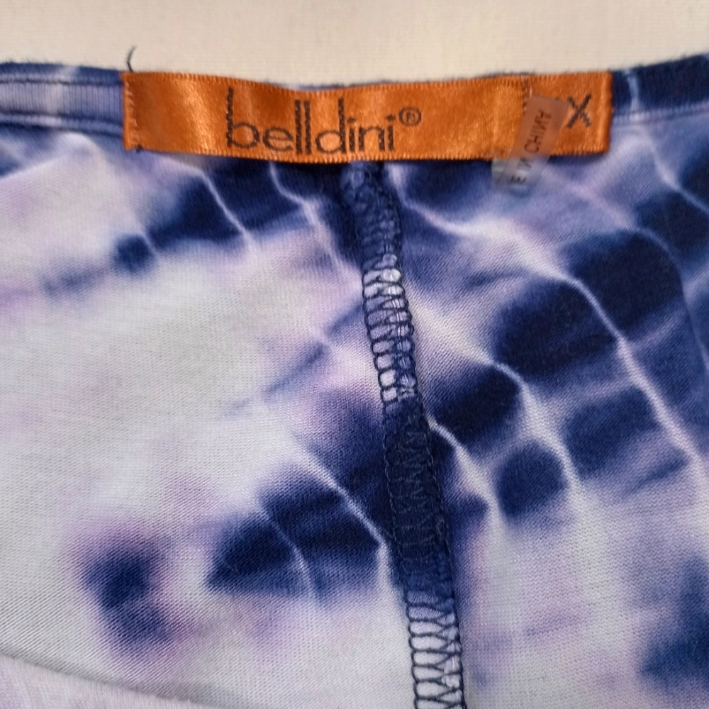 Plus Size Belldini Navy & White Tie Dye Sleeveless Hi-Lo Tunic Top - Picture 13 of 13